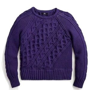 J Crew Small Diagonal Cable Knit Sweater Indigo Blue Size Small